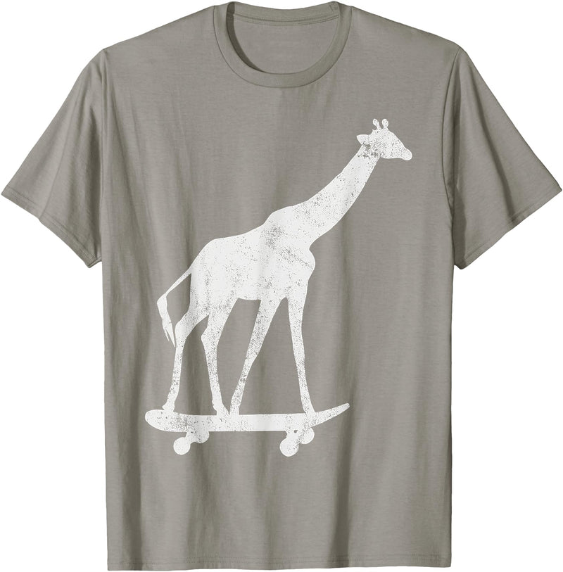Giraffe Skateboarding Skateboarder Gifts Giraffe Skateboarding Skateboarder T-Shirt - Slate Grey