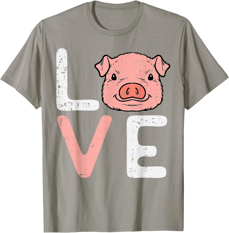 Pig Lover Shirts For Men Women Kids Love Pig Cute Hog Farmer Swine Farm Animal Women Kids Men T-Shirt - Slate Grey