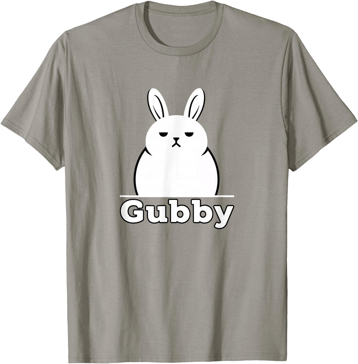 Gubby Rabbit Anime Funny Character Cute Grumpy Bunny T-Shirt in Slate Grey