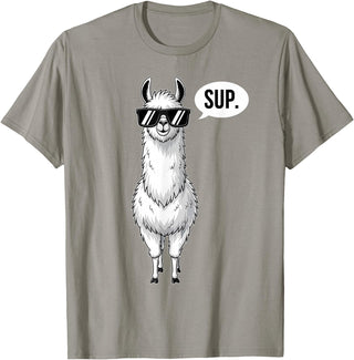 Funny Llama lover Co Alpaca Llama with Sunglasses Sup T-Shirt - Slate Grey