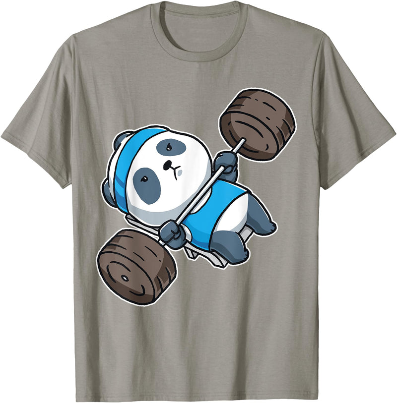 BCC Funny Panda Shirts & Panda Bear Gifts Panda Bear Gym Workout Training Bench Press Weight Lifting T-Shirt - Slate Grey