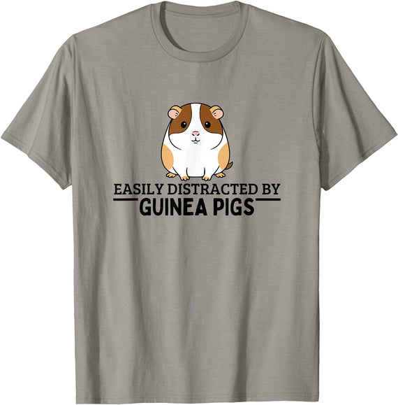 Guinea Pig Hideout Designs Easily Distracted by Guinea Pigs Funny Guinea Pig T-Shirt - Slate Grey