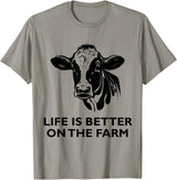 Framing Apparel For Farmer and Animal Lovers. Retro Vintage Cow Life is Better On The Farm Farmer Men T-Shirt - Slate Grey