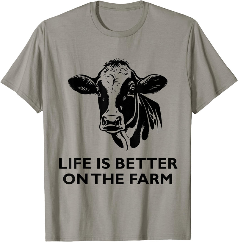 Framing Apparel For Farmer and Animal Lovers. Retro Vintage Cow Life is Better On The Farm Farmer Men T-Shirt - Slate Grey