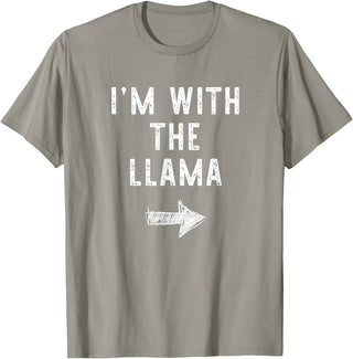 Im With The Llama Halloween Costume I’m with The Llama Funny Halloween Couple Costume T-Shirt - Slate Grey