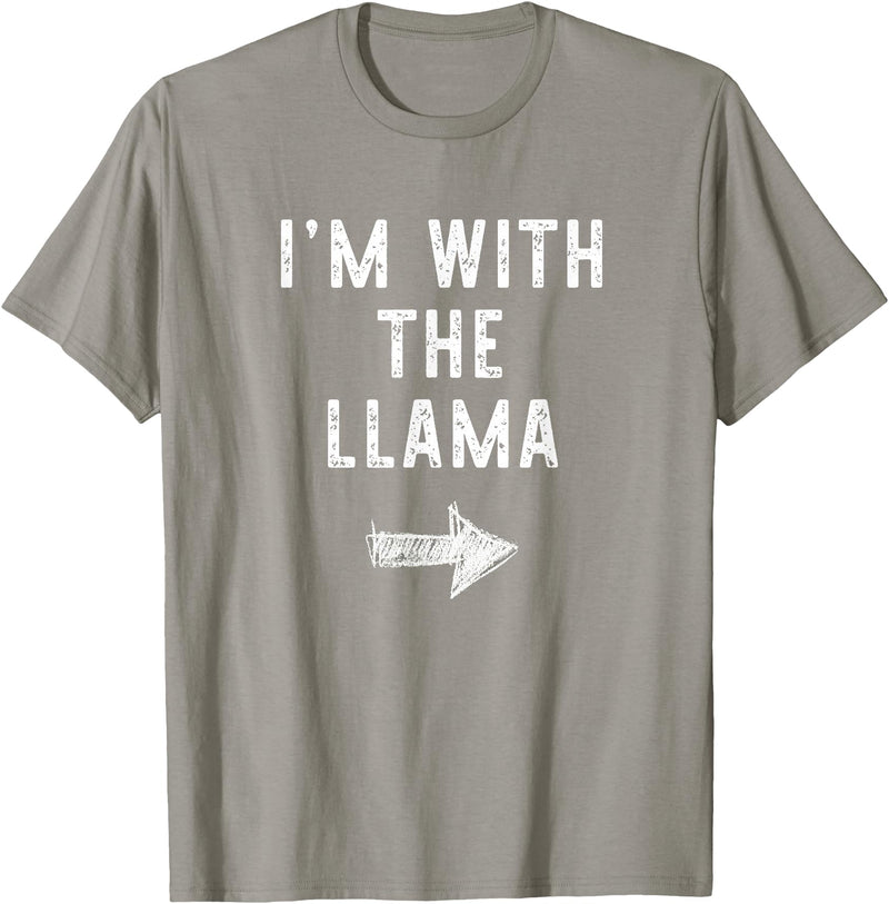 Im With The Llama Halloween Costume I’m with The Llama Funny Halloween Couple Costume T-Shirt - Slate Grey