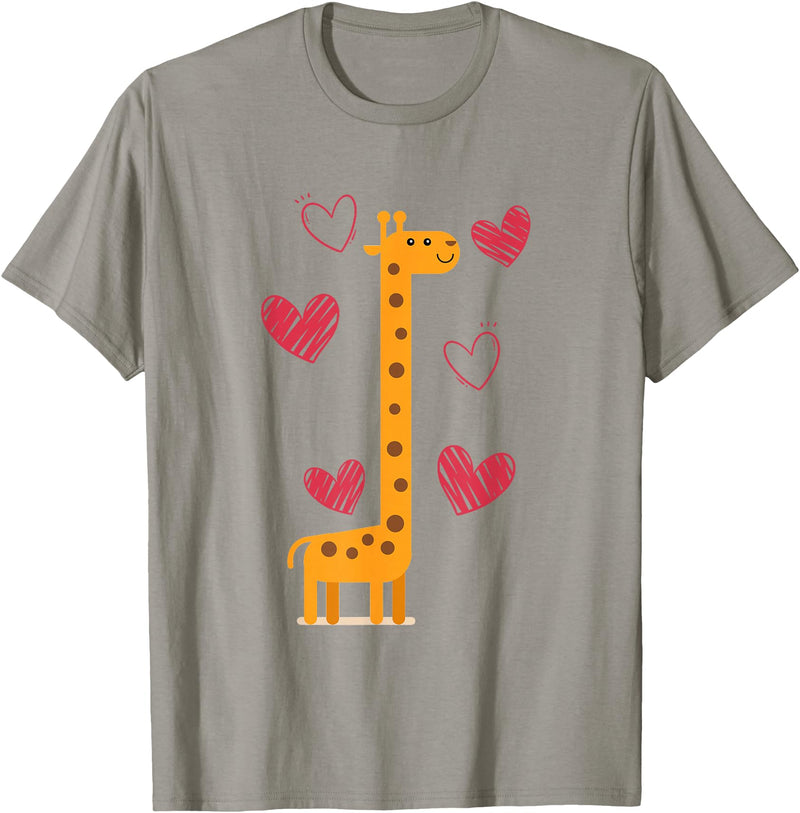 Giraffe Zoo Animal Africa Hearts Valentines Day Gift Idea Love Giraffe T-Shirt - Slate Grey