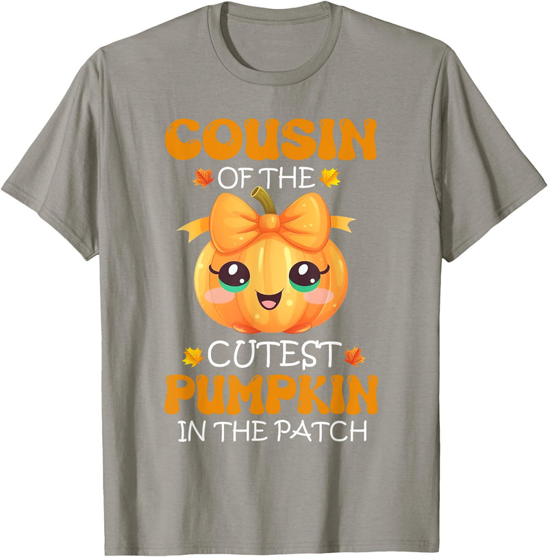 Cutest Pumpkin Girl Halloween Matching Tee Apparel Cousin Of The Cutest Pumpkin In The Patch Halloween T-Shirt - Slate Grey