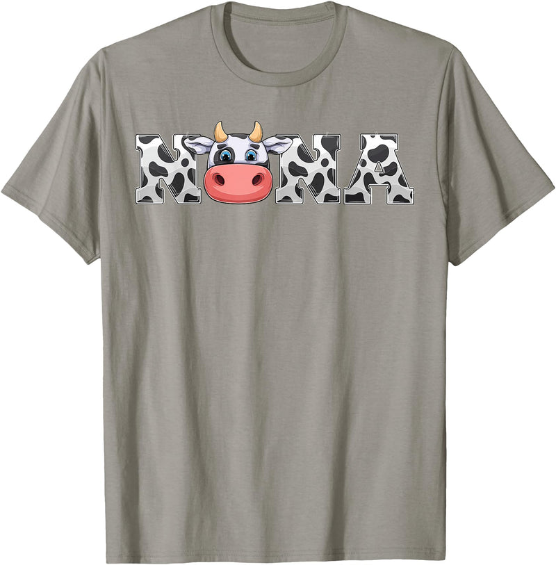 ETHRLO cow im one birthday decorations Shirts Nana Cow Print Cowboy Animal Pattern Farmer Cow Nana T-Shirt - Slate Grey