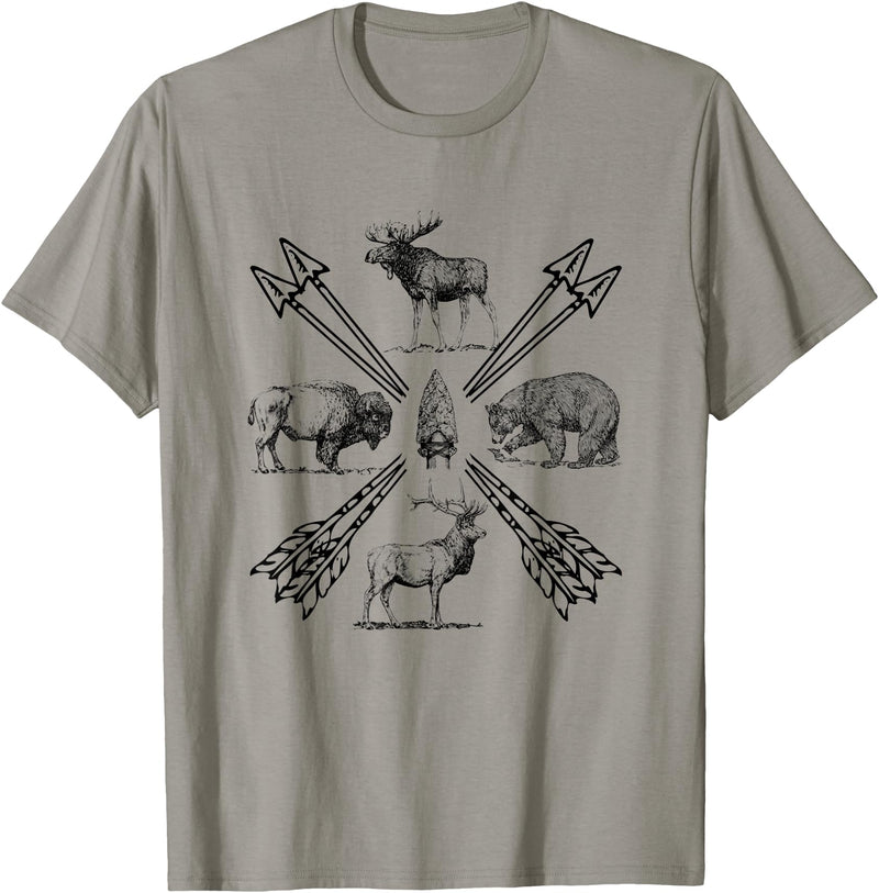 Moose Buffalo Bear Elk Wildlife Animals Moose Buffalo Bear Elk Wildlife Outdoorsman T-Shirt - Slate Grey