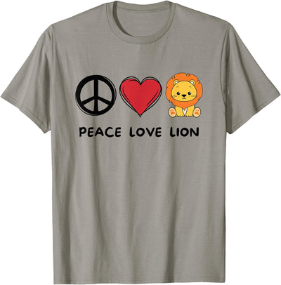 Peace, Love Lion Retro Cute Lion Animals Lover T-Shirt