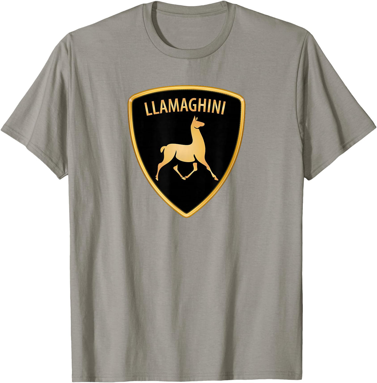 Llamaghini Apparel Co Llamaghini Funny Hillarious Llama Emblem Parody Fun Design T-Shirt - Slate Grey