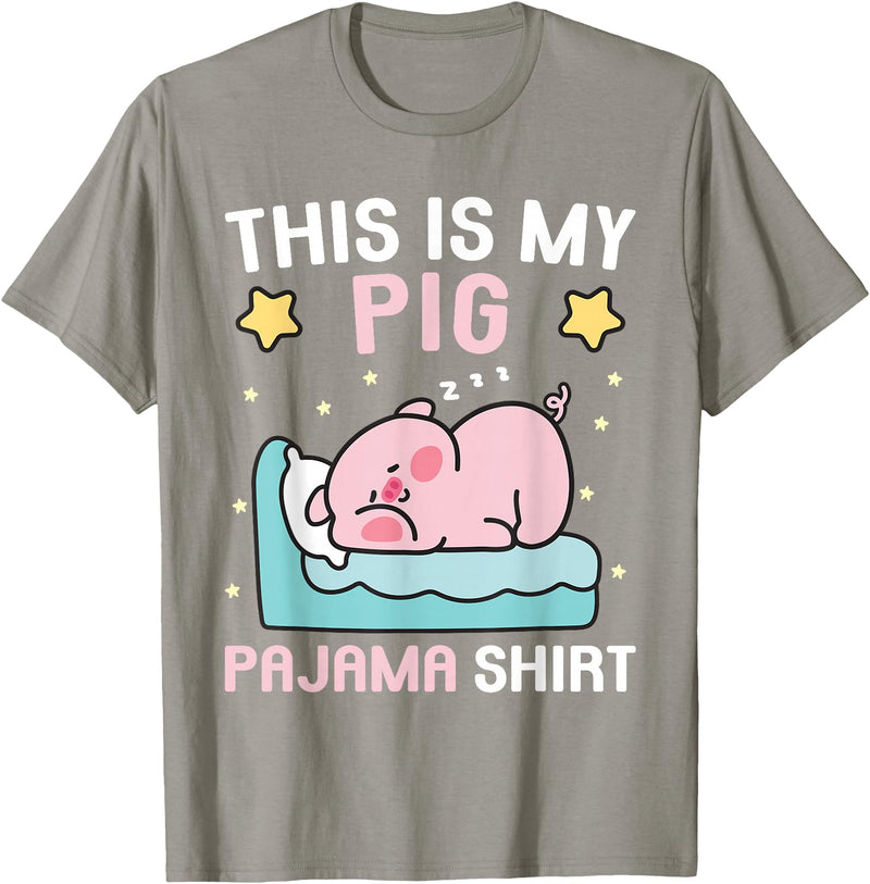 Family Matching Pajamas Men Women Boys Girls Kids Cute PJ Teen Boys PJs Girls PJs Funny This is My Pig Pajama T-Shirt - Slate Grey