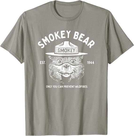 Giant Step Design Co. Vintage Smokey Bear Logo Only You Can Prevent Wildfires T-Shirt - Slate Grey