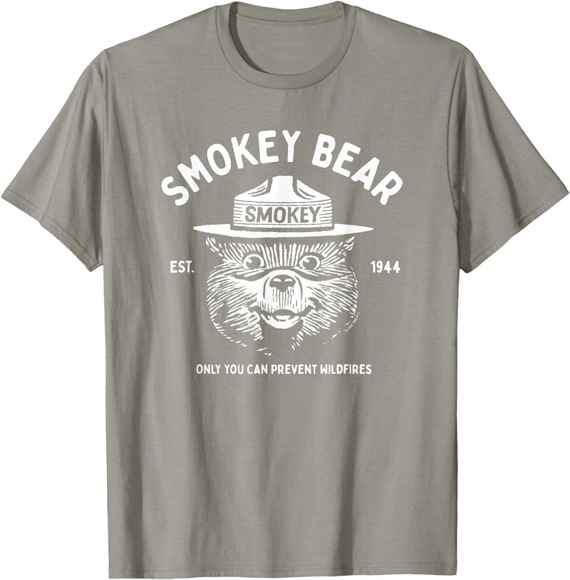 Giant Step Design Co. Vintage Smokey Bear Logo Only You Can Prevent Wildfires T-Shirt - Slate Grey