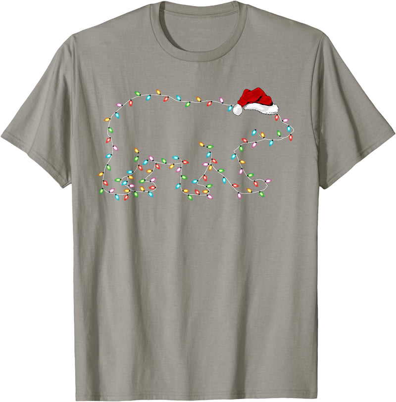 Xmas Lighting Polar Bear Christmas Gifts Polar Bear Xmas Lighting Santa Hat Polar Bear Christmas T-Shirt - Slate Grey