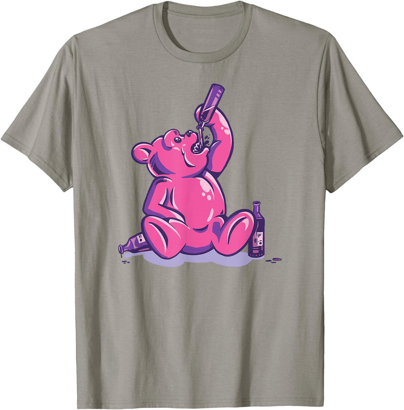 Drunk Gummy Bear - Funny Drinking Illustration Humor Alcohol T-Shirt - Slate Grey