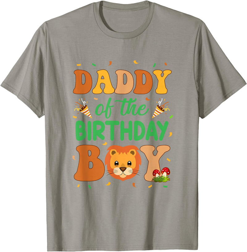 Dad Birthday Boy Family Matching Lion Daddy Of The Birthday Boy Lion Family Party Decorations T-Shirt - Slate Grey