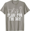 Horse Riding Shirts Women Girls Equestrian Gifts Plan For The Day Coffee Horse Wine Funny Horse Riding T-Shirt - Slate Grey