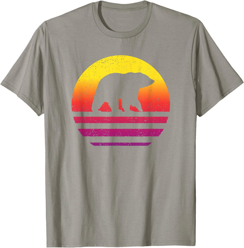 Bear Accessories & Clothing Gifts Women Men Kids Bear Retro Style Vintage T-Shirt - Slate Grey