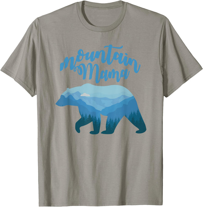 Wildflower Tee Co. Mountain Mama Bear T Shirt Mountain Mom Matching Family Tee - Slate Grey