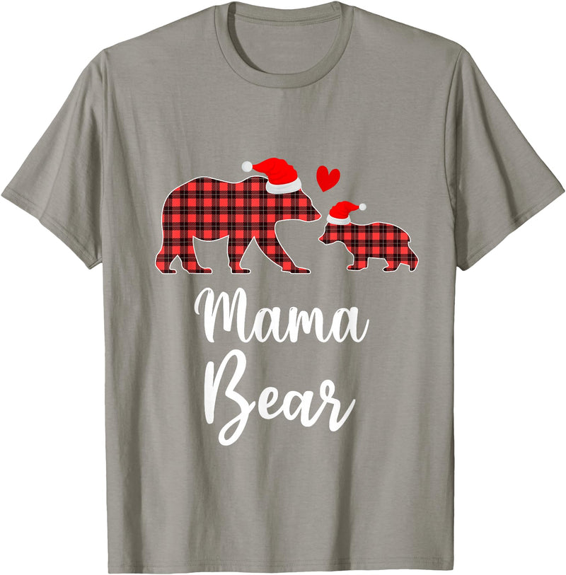 Cute Xmas Gifts Tartan Bear Cub Matching Costumes Mama Bear Buffalo Red Plaid Christmas Pajama Family Outfits T-Shirt -