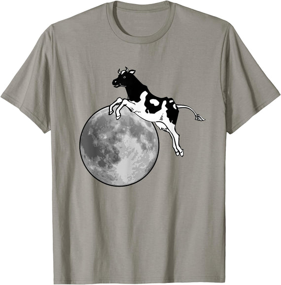 Mount Clothious Cow Jumps Over the Moon - Hey Diddle Diddle Nursery Rhyme T-Shirt - Slate Grey