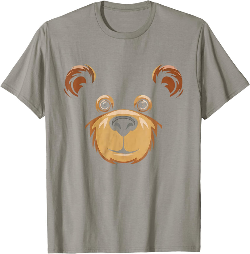 Bear Face Halloween Costume Outfit Brown Bear Tee Bear Face Halloween Costume Brown Bear Animal Kids T-Shirt - Slate Grey