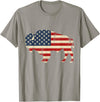 Bison American Buffalo Patriotic Heritage Lr Vintage Buffalo American Flag USA Bison Lover Wildlife T-Shirt - Slate Grey