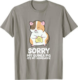 Cute Guinea Pig Tees And Gifts Sorry My Guinea Pig Ate My Homework Guinea Pig School T-Shirt - Slate Grey