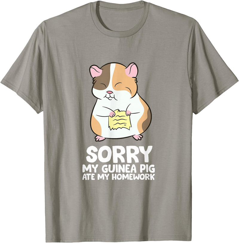 Cute Guinea Pig Tees And Gifts Sorry My Guinea Pig Ate My Homework Guinea Pig School T-Shirt - Slate Grey