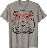 Guinea Pig Shirts For Men Women Kids Gift Guinea Pig Glasses Cute Hispter Cavy Nerd Pet Women Men Kids T-Shirt - Slate Grey