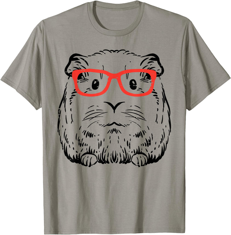 Guinea Pig Shirts For Men Women Kids Gift Guinea Pig Glasses Cute Hispter Cavy Nerd Pet Women Men Kids T-Shirt - Slate Grey