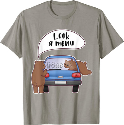 Look A Menu Grizzly Bear Camping Family Humor Cute T-Shirt