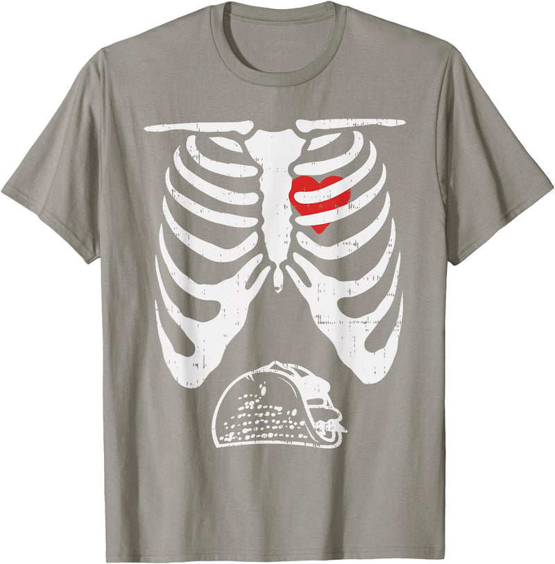 Funny Halloween Shirts Lazy Costume Party Skeleton Pregnancy Taco Halloween Mexican Baby Reveal Dad T-Shirt - Slate Grey
