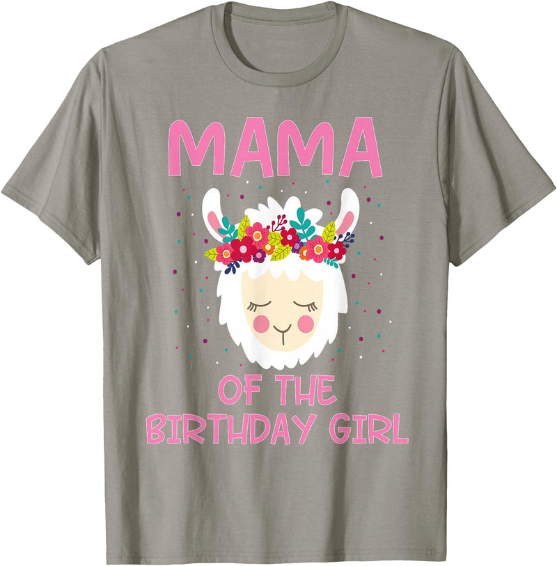 Llama Matching Birthday Party Theme Supplies Mama Of The Birthday Girl Llama First 1st Birthday Girl T-Shirt - Slate Grey