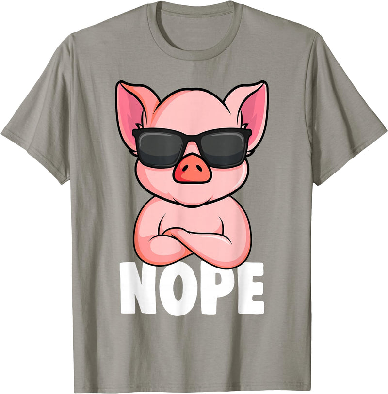 Funny Pig Lover & Owner Gift Ideas Pigs Nope Pig Children Girls Pig T-Shirt - Slate Grey