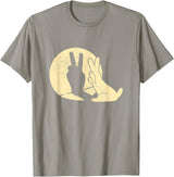 Rabbit Shadow Peace Sign T-Shirt in Slate Grey