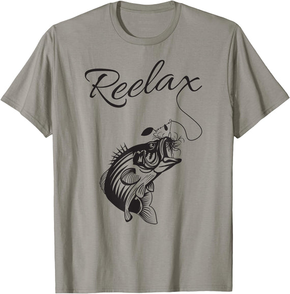 Fathers Day 2019 by Art Reelax Relax with a Reel Fishing Shirt for Dad - Slate Grey