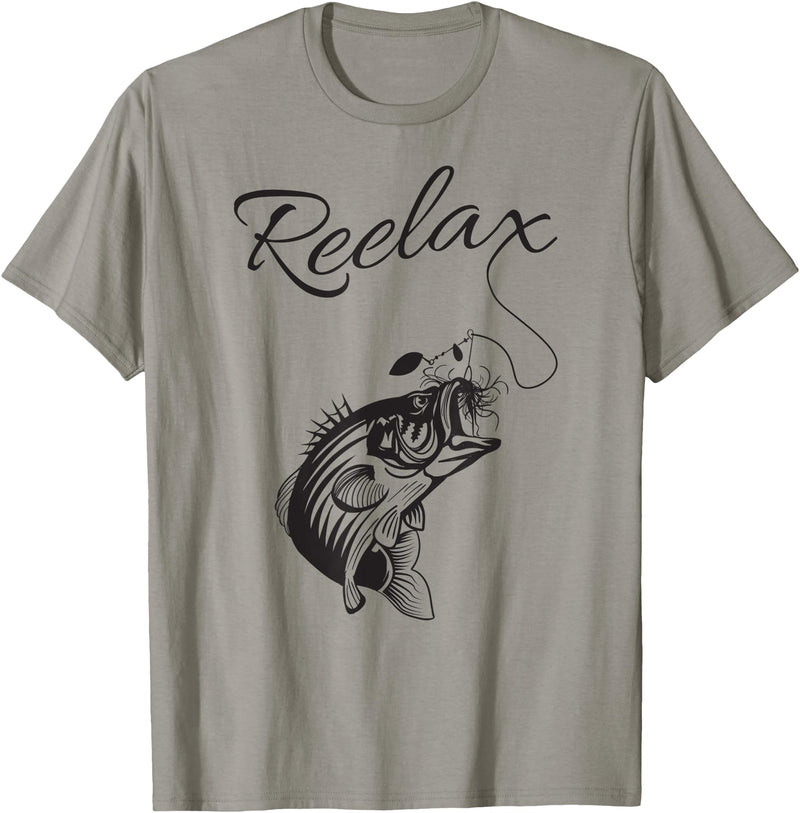 Fathers Day 2019 by Art Reelax Relax with a Reel Fishing Shirt for Dad - Slate Grey