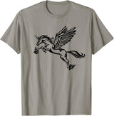 Mythical creature mythical animal unicorn with Alicorn winged unicorn pegasus horse wings mythical animal T-Shirt - Slate Grey