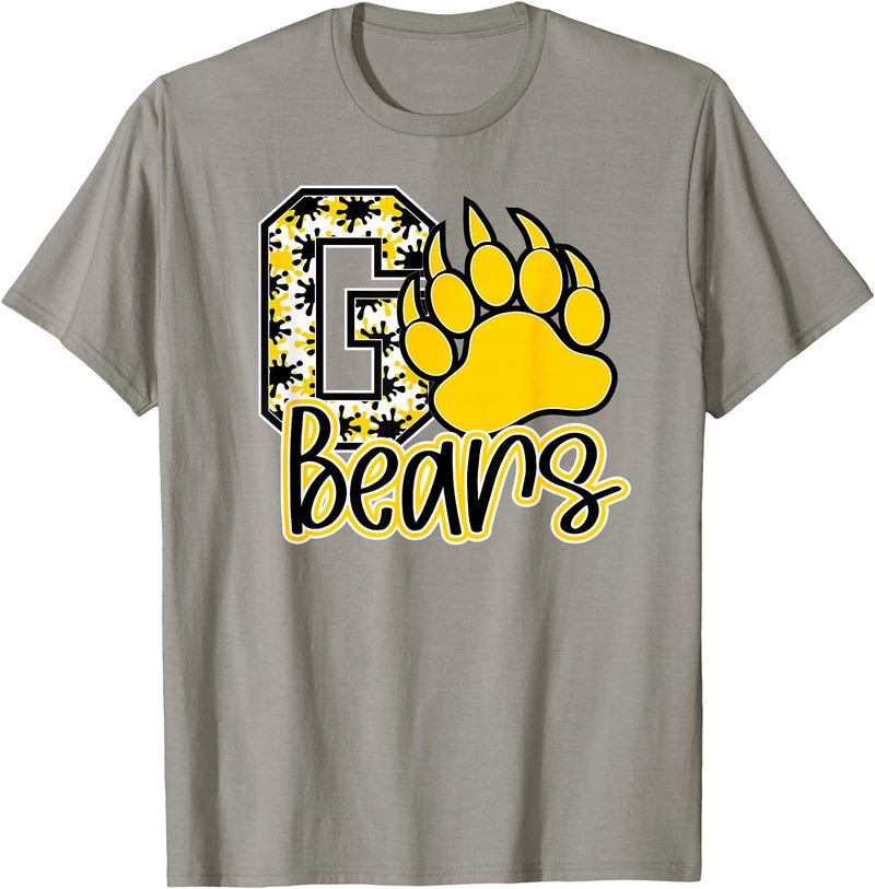 BEARS SPIRIT TEES CO School Spirit Go Bears Mascot Womens Youth Girls Kids T-Shirt - Slate Grey