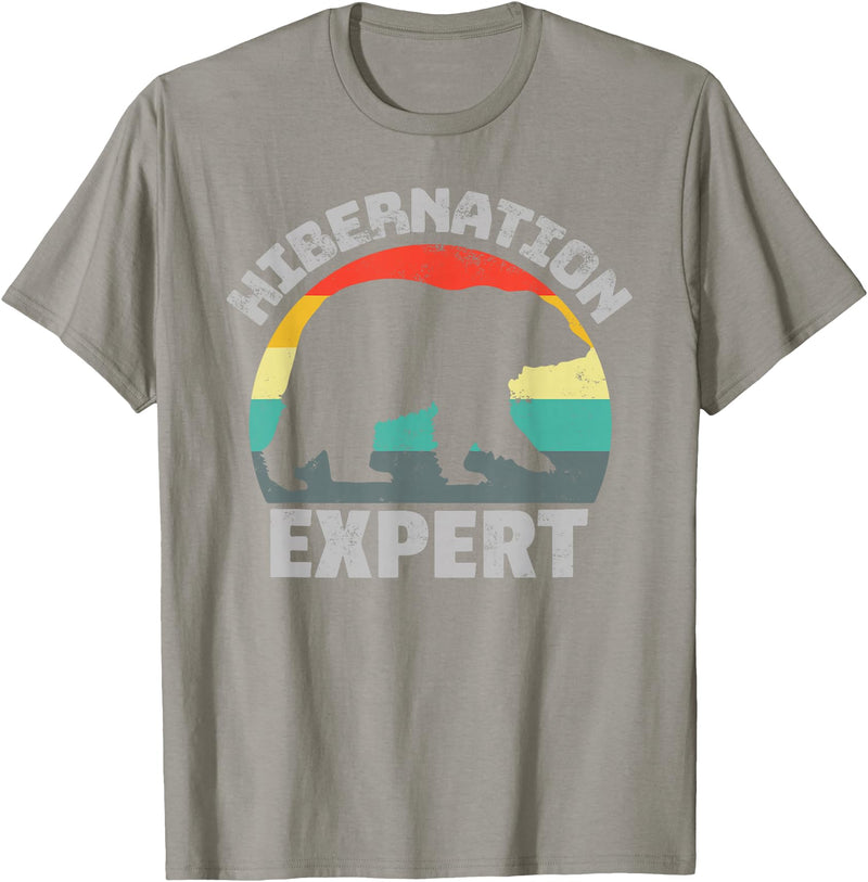 For Those Who Hate Winter Hibernation Bear Expert - Retro Funny Winter T-Shirt - Slate Grey