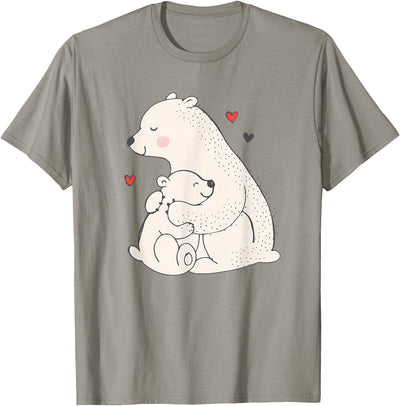 Cute & Unique Polar Bear Mama & Baby Cub Love T-Shirt & Gift T-Shirt