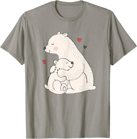 Sassy Southern Charm & Grace Cute & Unique Polar Bear Mama & Baby Cub Love T-Shirt & Gift T-Shirt - Slate Grey
