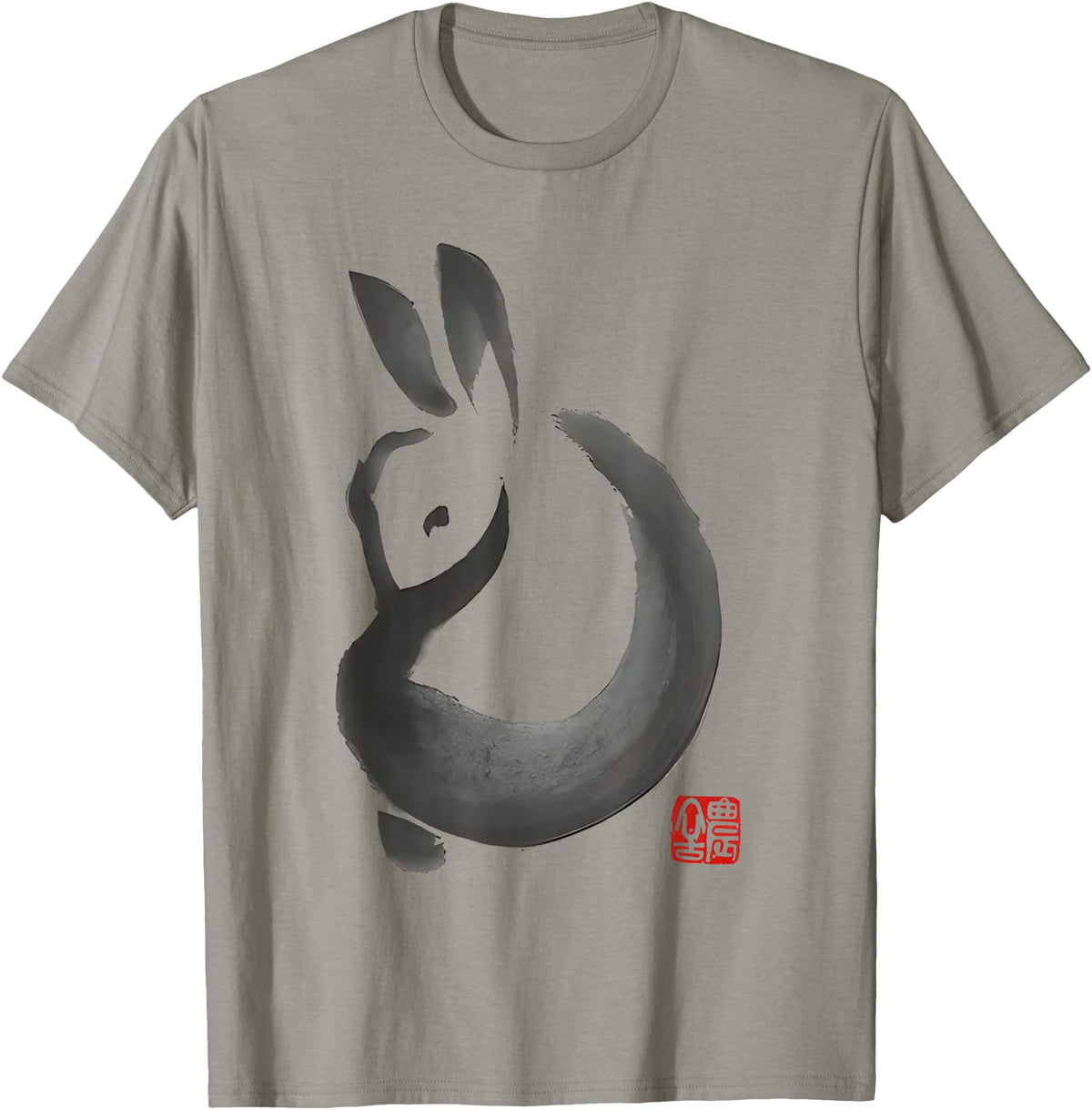 Cute Rabbit Lover Bunny Graphic T-Shirt (White) in Slate Grey