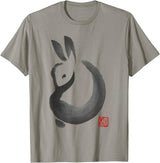Cute Rabbit Lover Bunny Graphic T-Shirt (White) in Slate Grey