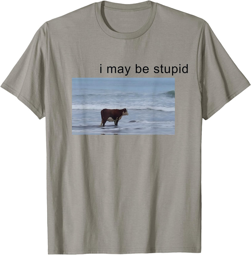 I May Be Stupid Cow Meme i may be stupid Funny T-Shirt - Slate Grey