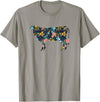 Cow Floral Silhouette Cattle Farm Lover Floral Cow Silhouette Womens Girls Cow Farm Animal T-Shirt - Slate Grey