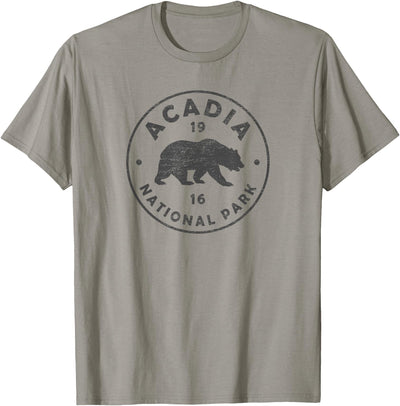 Vintage Acadia National Park Maine Bear Mens Womens Souvenir T-Shirt
